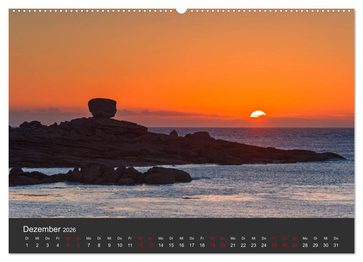 Beispielinhalt (Bild) Côte de Granit Rose - Ein Küstenbereich in der Bretagne (hochwertiger Premium Wandkalender 2026 DIN A2 quer), Kunstdruck in Hochglanz