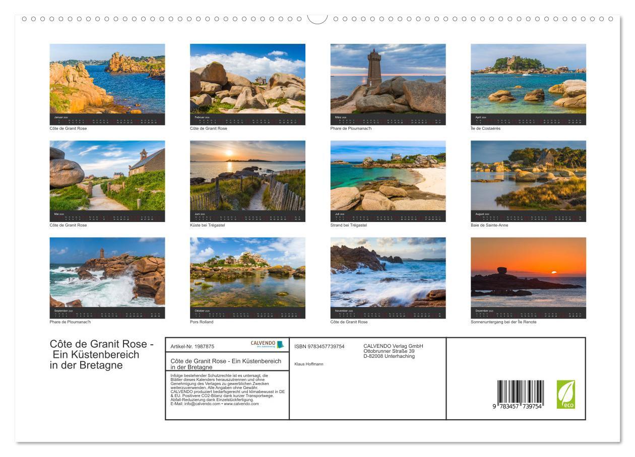 Beispielinhalt (Bild) Côte de Granit Rose - Ein Küstenbereich in der Bretagne (hochwertiger Premium Wandkalender 2026 DIN A2 quer), Kunstdruck in Hochglanz