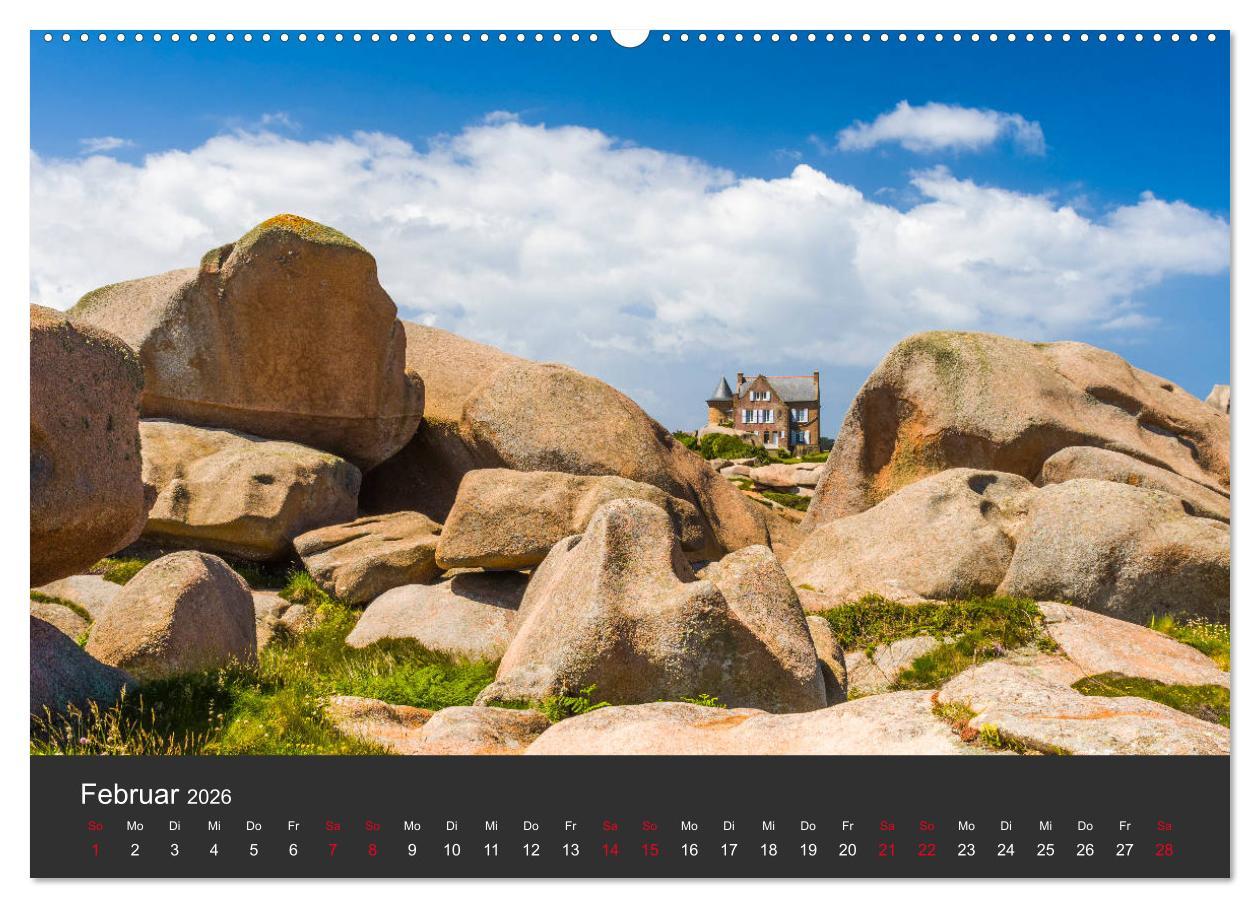Beispielinhalt (Bild) Côte de Granit Rose - Ein Küstenbereich in der Bretagne (hochwertiger Premium Wandkalender 2026 DIN A2 quer), Kunstdruck in Hochglanz