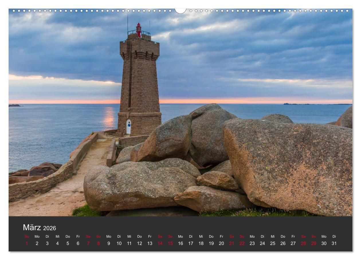 Beispielinhalt (Bild) Côte de Granit Rose - Ein Küstenbereich in der Bretagne (hochwertiger Premium Wandkalender 2026 DIN A2 quer), Kunstdruck in Hochglanz