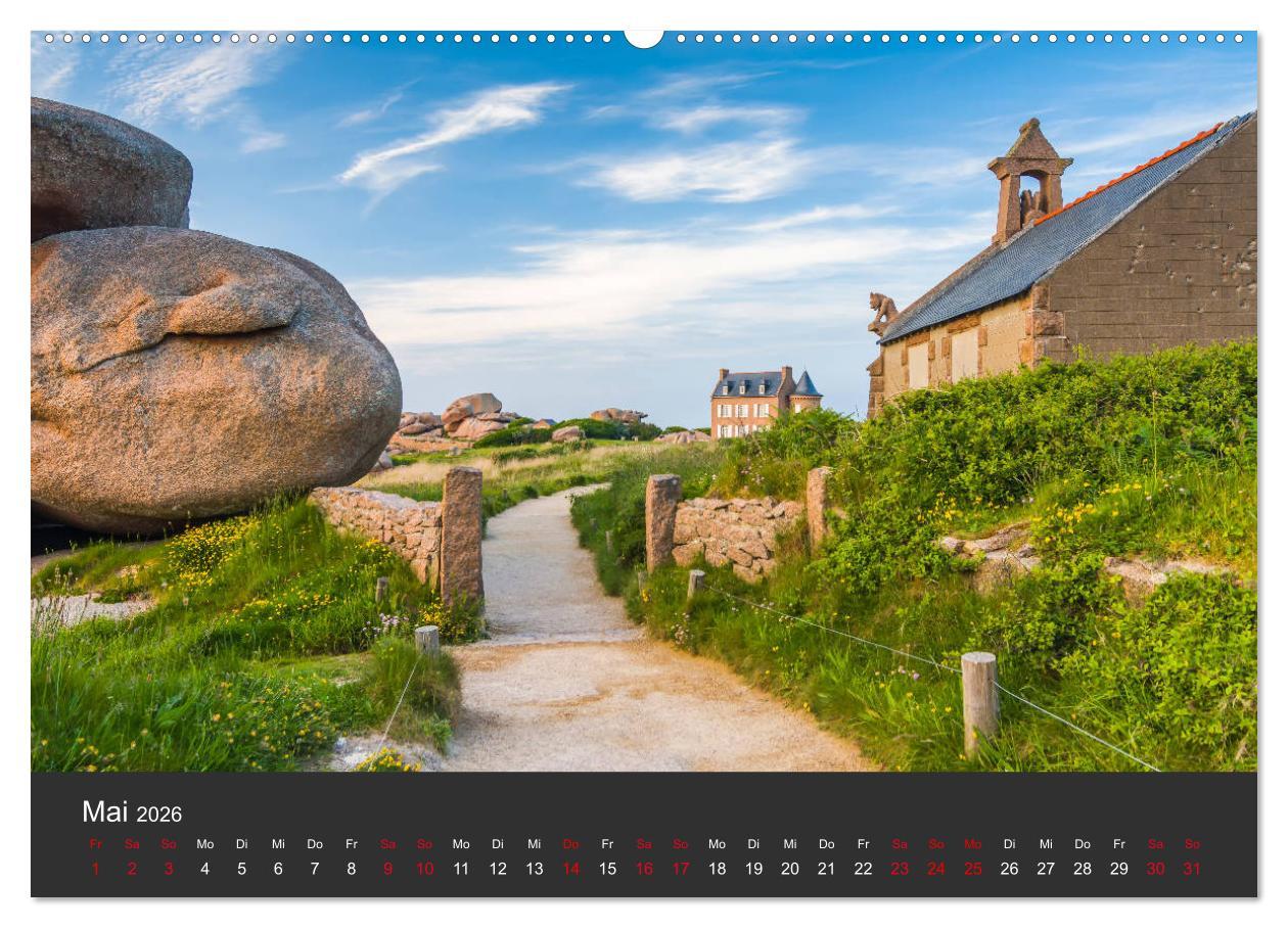 Beispielinhalt (Bild) Côte de Granit Rose - Ein Küstenbereich in der Bretagne (hochwertiger Premium Wandkalender 2026 DIN A2 quer), Kunstdruck in Hochglanz