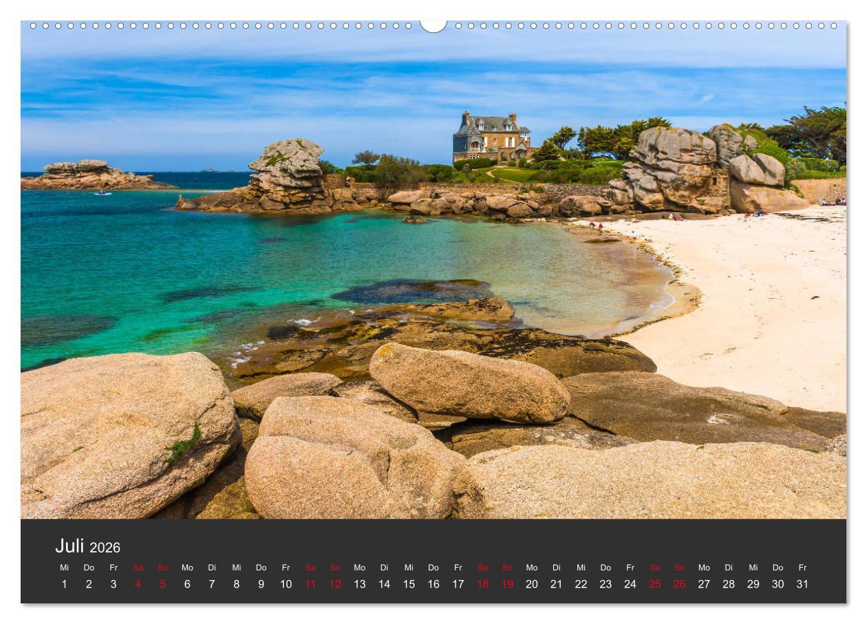 Beispielinhalt (Bild) Côte de Granit Rose - Ein Küstenbereich in der Bretagne (hochwertiger Premium Wandkalender 2026 DIN A2 quer), Kunstdruck in Hochglanz