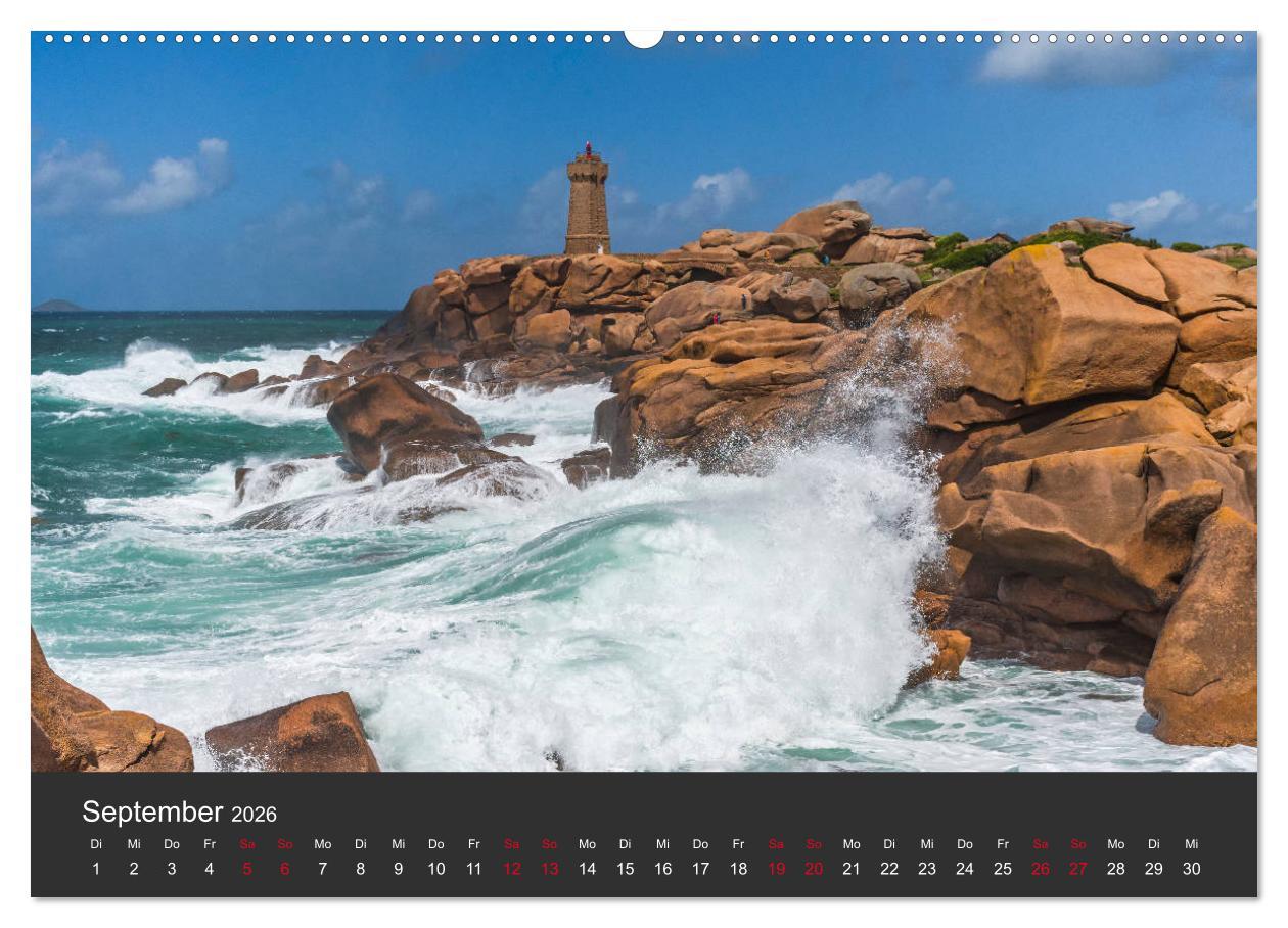 Beispielinhalt (Bild) Côte de Granit Rose - Ein Küstenbereich in der Bretagne (hochwertiger Premium Wandkalender 2026 DIN A2 quer), Kunstdruck in Hochglanz