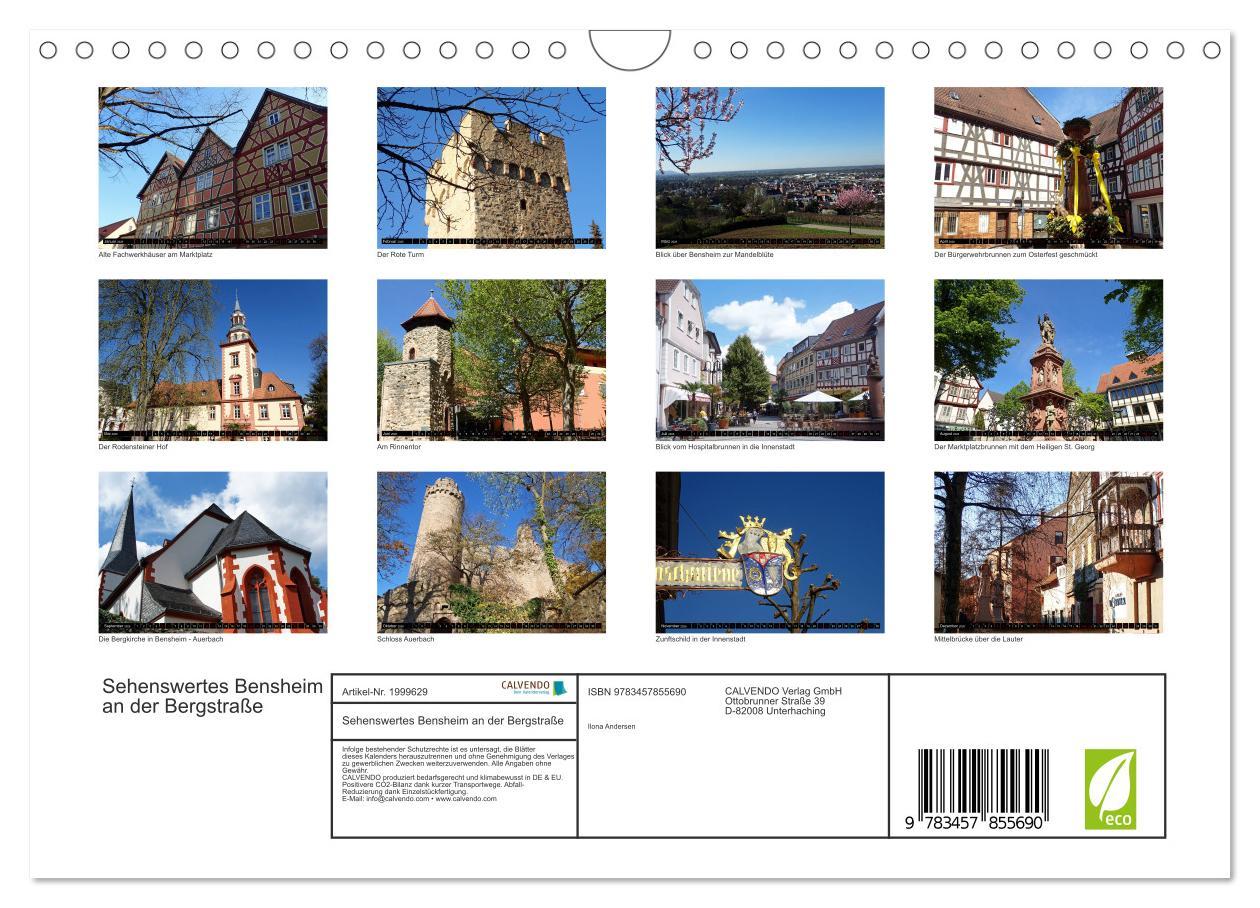 Beispielinhalt (Bild) Sehenswertes Bensheim an der Bergstraße (Wandkalender 2026 DIN A4 quer), CALVENDO Monatskalender