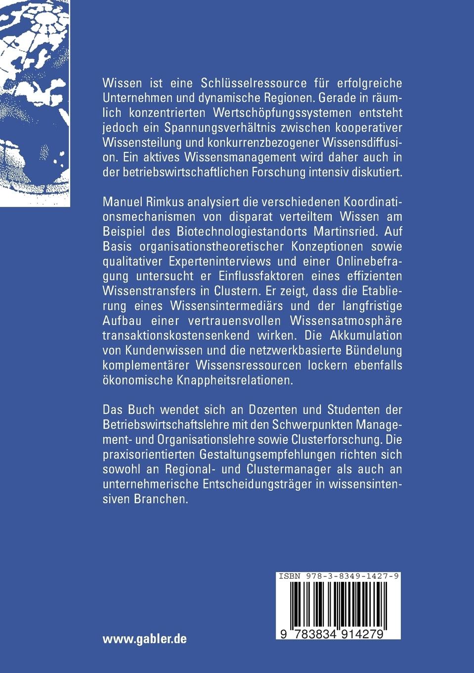 Rückseitencover Wissenstransfer in Clustern