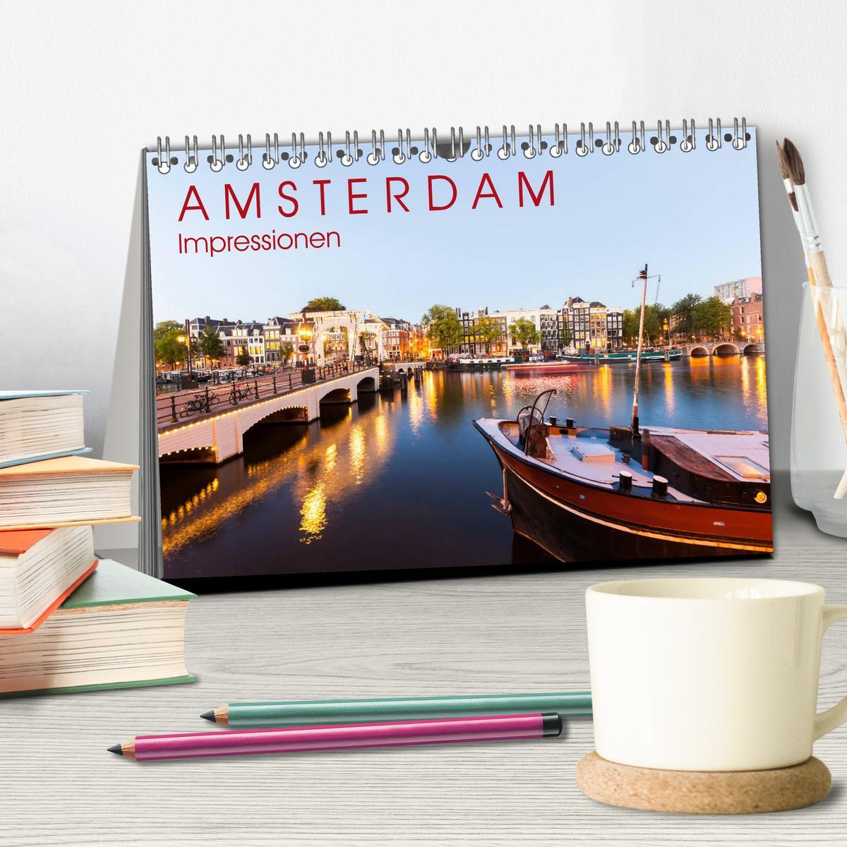 Beispielinhalt (Bild) AMSTERDAM Impressionen (Tischkalender 2026 DIN A5 quer), CALVENDO Monatskalender