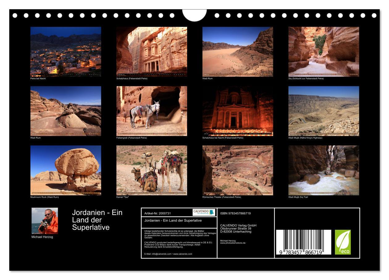 Beispielinhalt (Bild) Jordanien - Ein Land der Superlative (Wandkalender 2026 DIN A4 quer), CALVENDO Monatskalender