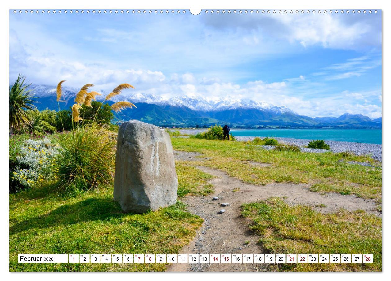 Beispielinhalt (Bild) Neuseeland - Die schönsten Orte am anderen Ende der Welt (hochwertiger Premium Wandkalender 2026 DIN A2 quer), Kunstdruck in Hochglanz