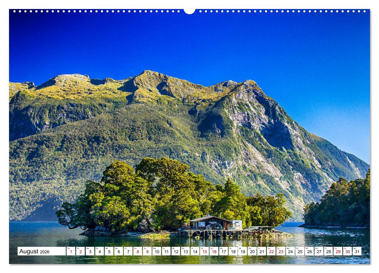 Beispielinhalt (Bild) Neuseeland - Die schönsten Orte am anderen Ende der Welt (hochwertiger Premium Wandkalender 2026 DIN A2 quer), Kunstdruck in Hochglanz