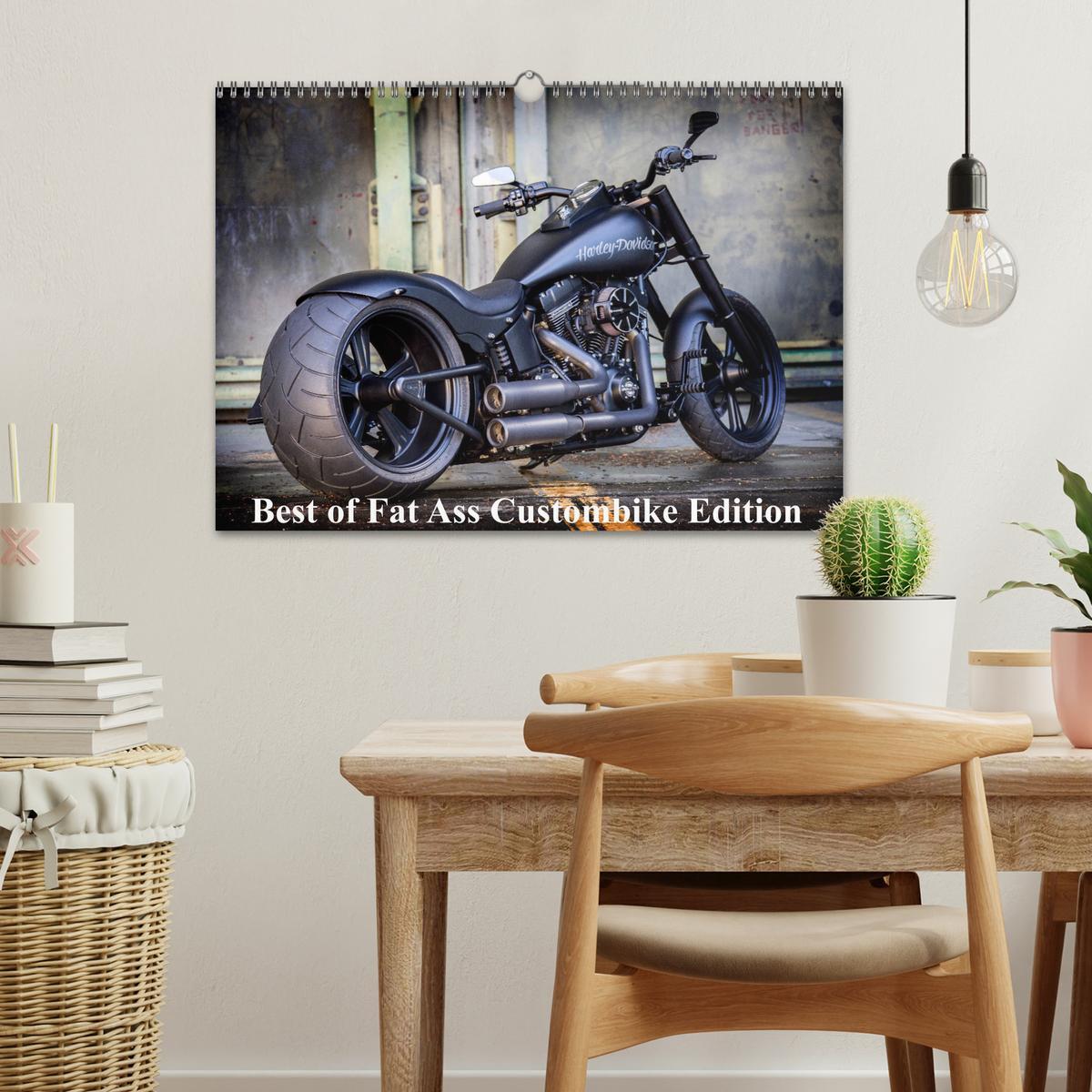 Beispielinhalt (Bild) Exklusive Best of Fat Ass Custombike Edition, feinste Harleys mit fettem Hintern (Wandkalender 2026 DIN A3 quer), CALVENDO Monatskalender
