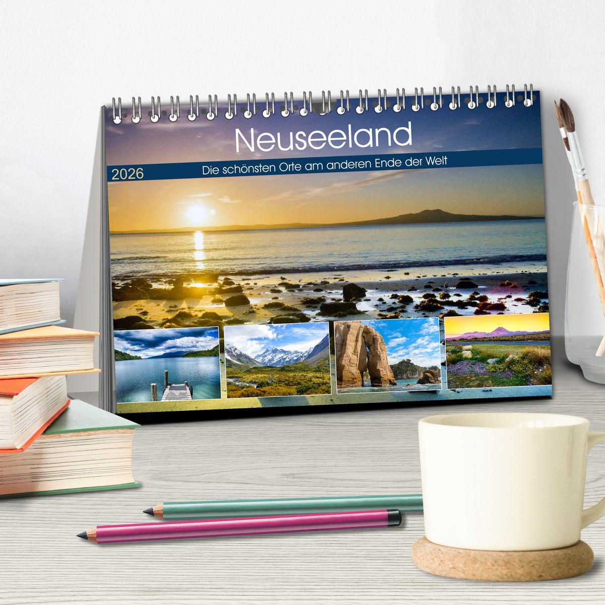 Beispielinhalt (Bild) Neuseeland - Die schönsten Orte am anderen Ende der Welt (Tischkalender 2026 DIN A5 quer), CALVENDO Monatskalender