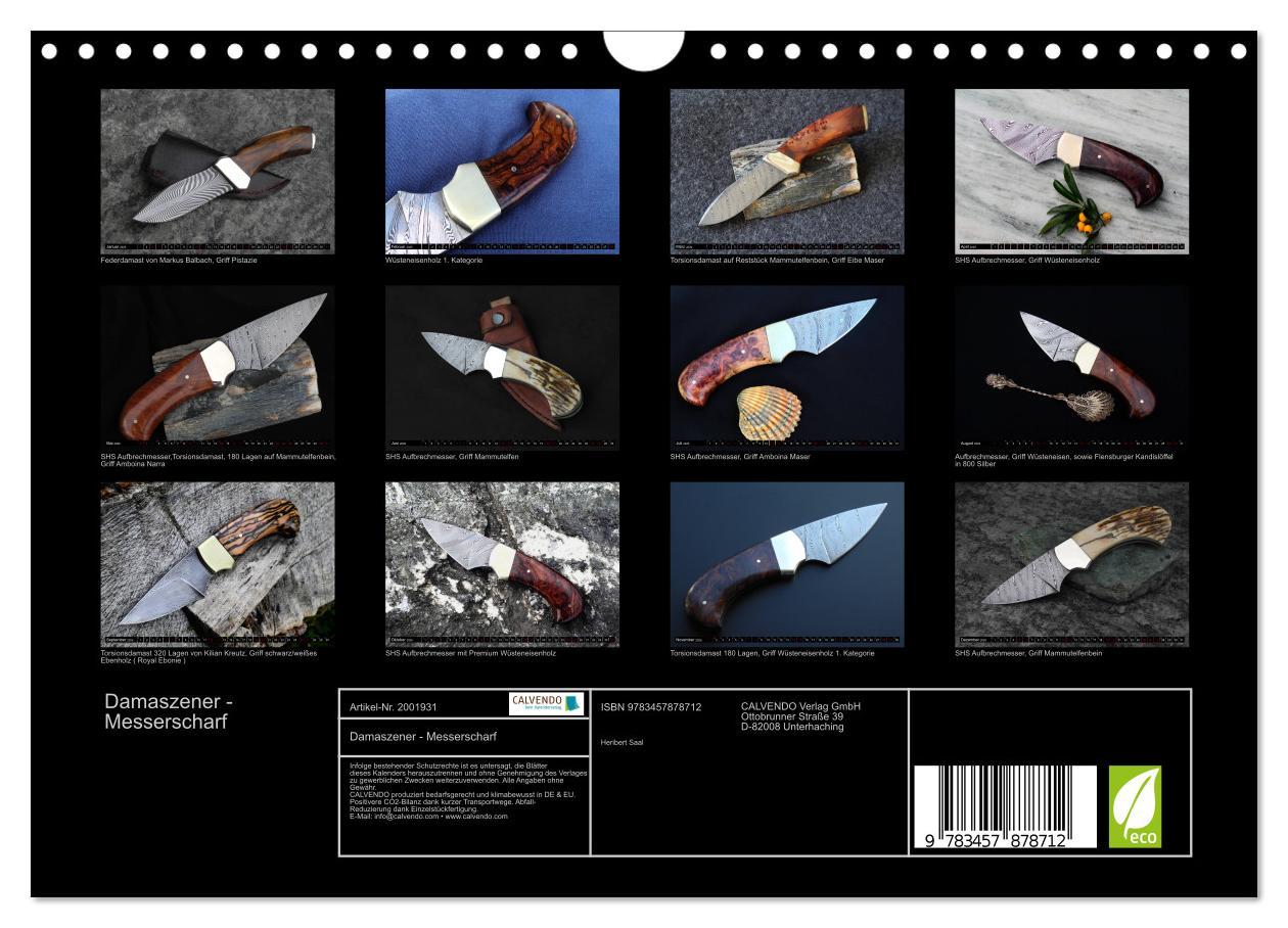 Beispielinhalt (Bild) Damaszener - Messerscharf (Wandkalender 2026 DIN A4 quer), CALVENDO Monatskalender