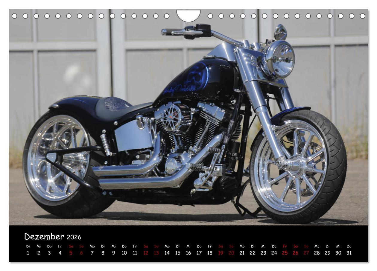 Beispielinhalt (Bild) Best of Custom- and Showbikes Kalender (Wandkalender 2026 DIN A4 quer), CALVENDO Monatskalender