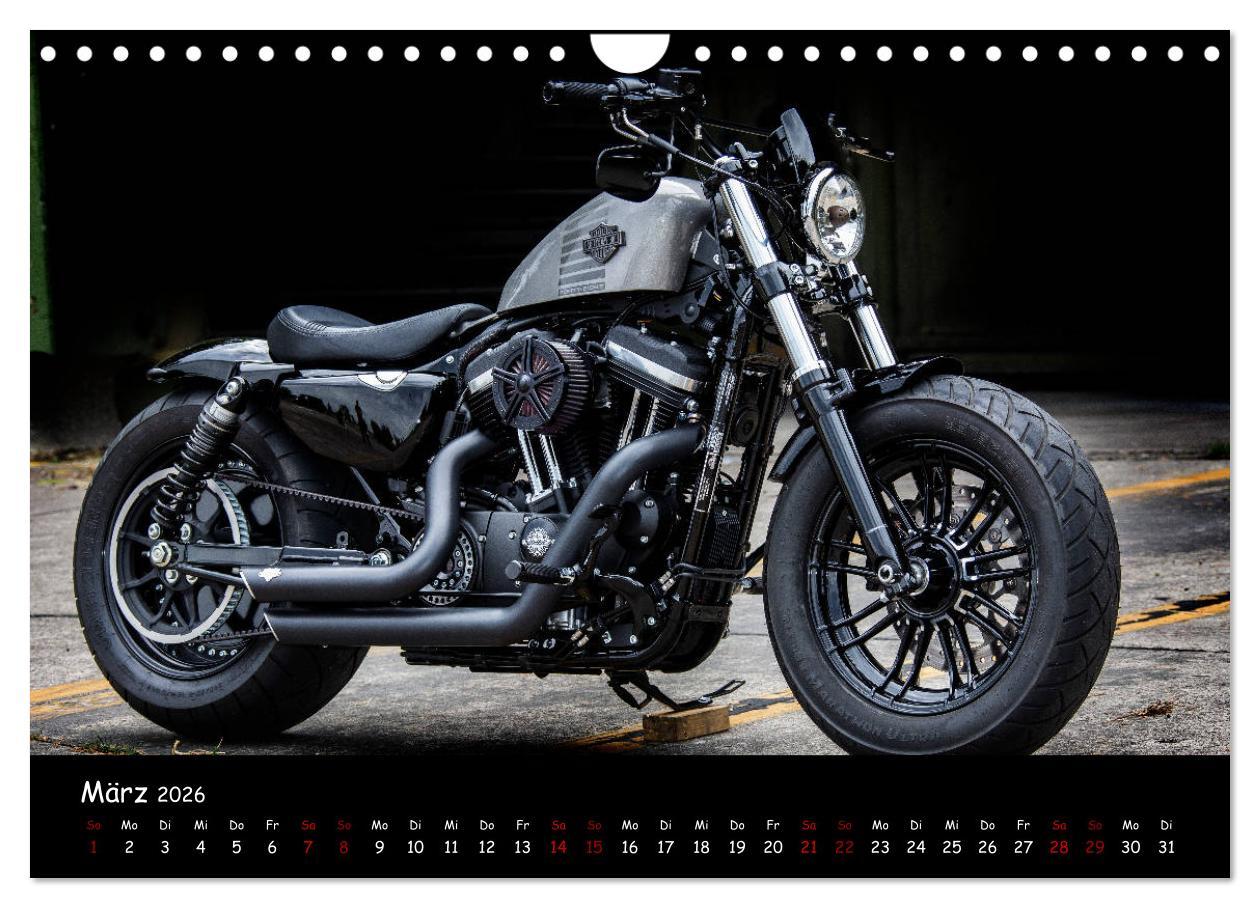 Beispielinhalt (Bild) Best of Custom- and Showbikes Kalender (Wandkalender 2026 DIN A4 quer), CALVENDO Monatskalender