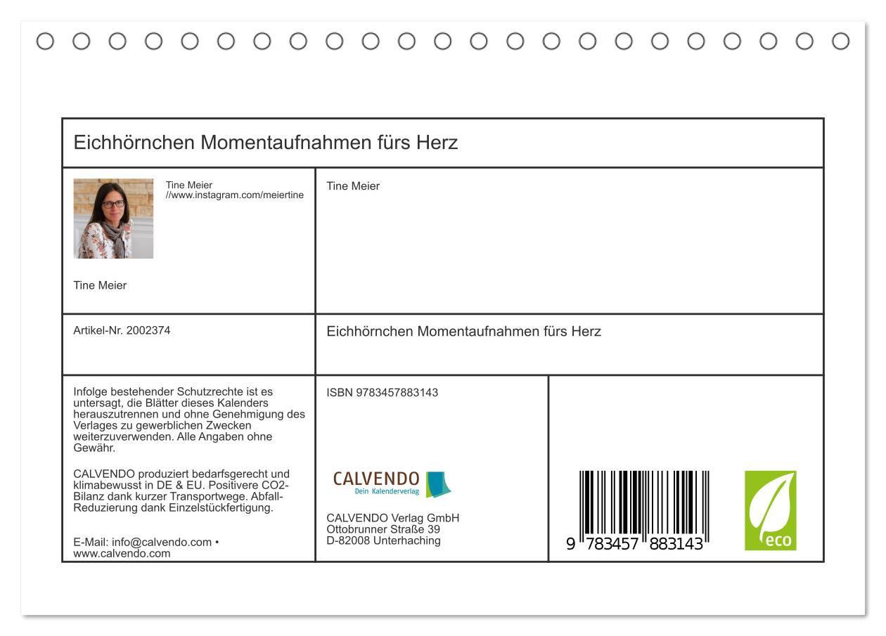 Beispielinhalt (Bild) Eichhörnchen Momentaufnahmen fürs Herz (Tischkalender 2026 DIN A5 quer), CALVENDO Monatskalender