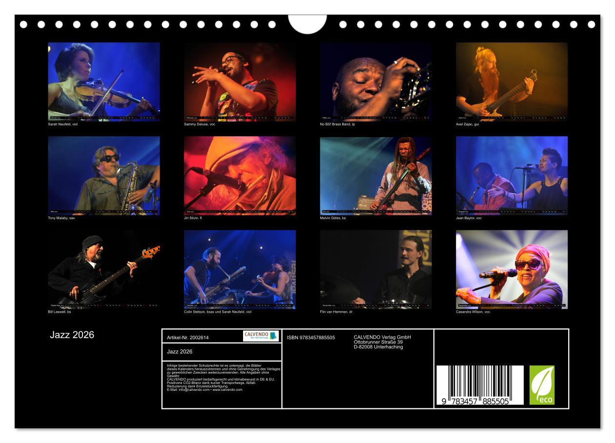 Beispielinhalt (Bild) Jazz 2026 (Wandkalender 2026 DIN A4 quer), CALVENDO Monatskalender