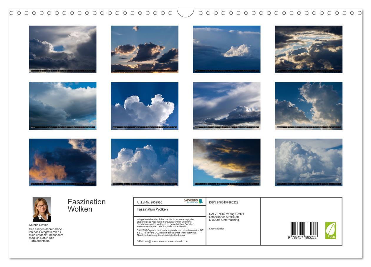 Beispielinhalt (Bild) Faszination Wolken (Wandkalender 2026 DIN A3 quer), CALVENDO Monatskalender