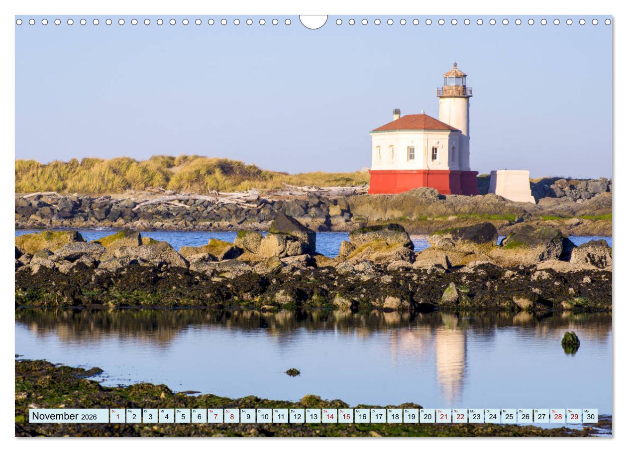 Beispielinhalt (Bild) Leuchttürme - Maritime Leuchtfeuer an den Küsten (Wandkalender 2026 DIN A3 quer), CALVENDO Monatskalender