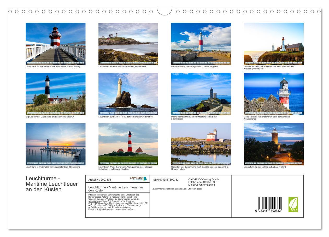 Beispielinhalt (Bild) Leuchttürme - Maritime Leuchtfeuer an den Küsten (Wandkalender 2026 DIN A3 quer), CALVENDO Monatskalender
