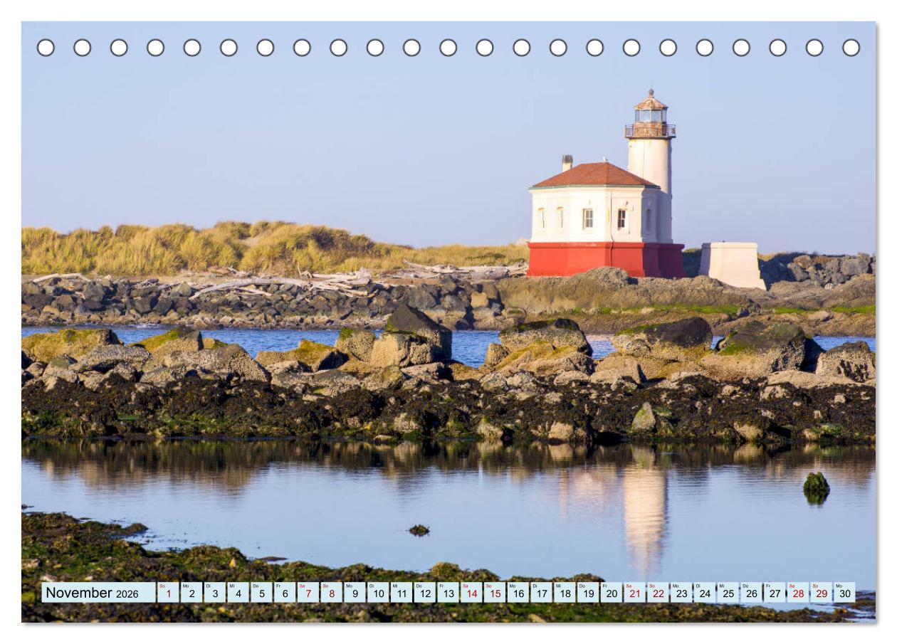 Beispielinhalt (Bild) Leuchttürme - Maritime Leuchtfeuer an den Küsten (Tischkalender 2026 DIN A5 quer), CALVENDO Monatskalender