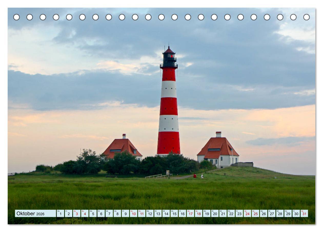 Beispielinhalt (Bild) Leuchttürme - Maritime Leuchtfeuer an den Küsten (Tischkalender 2026 DIN A5 quer), CALVENDO Monatskalender