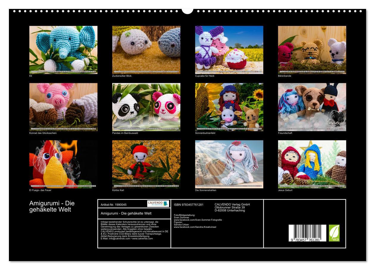 Beispielinhalt (Bild) Amigurumi - Die gehäkelte Welt (hochwertiger Premium Wandkalender 2026 DIN A2 quer), Kunstdruck in Hochglanz