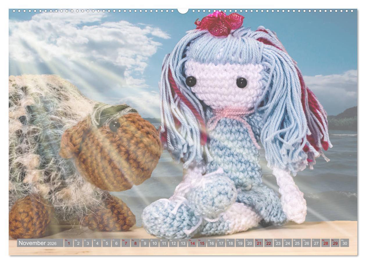 Beispielinhalt (Bild) Amigurumi - Die gehäkelte Welt (hochwertiger Premium Wandkalender 2026 DIN A2 quer), Kunstdruck in Hochglanz