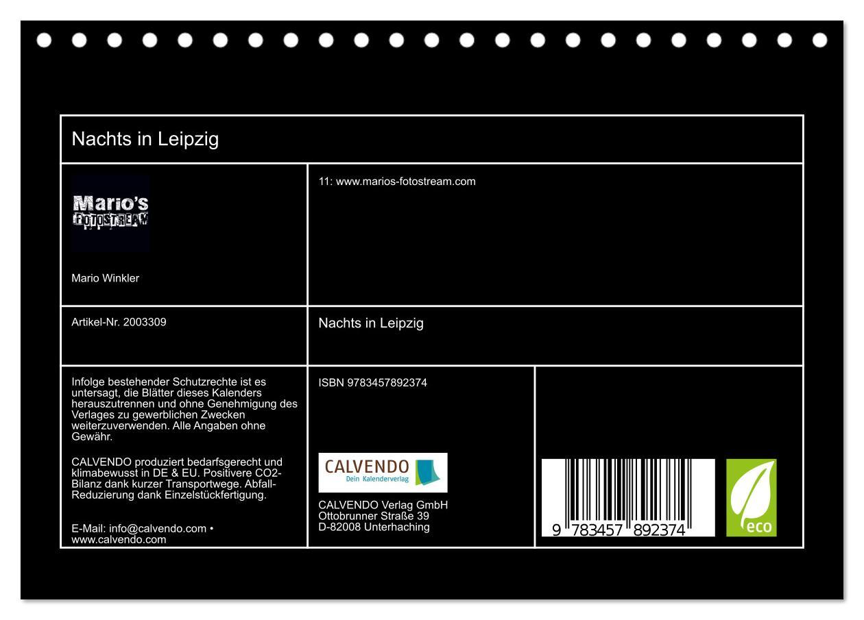 Beispielinhalt (Bild) Nachts in Leipzig (Tischkalender 2026 DIN A5 quer), CALVENDO Monatskalender