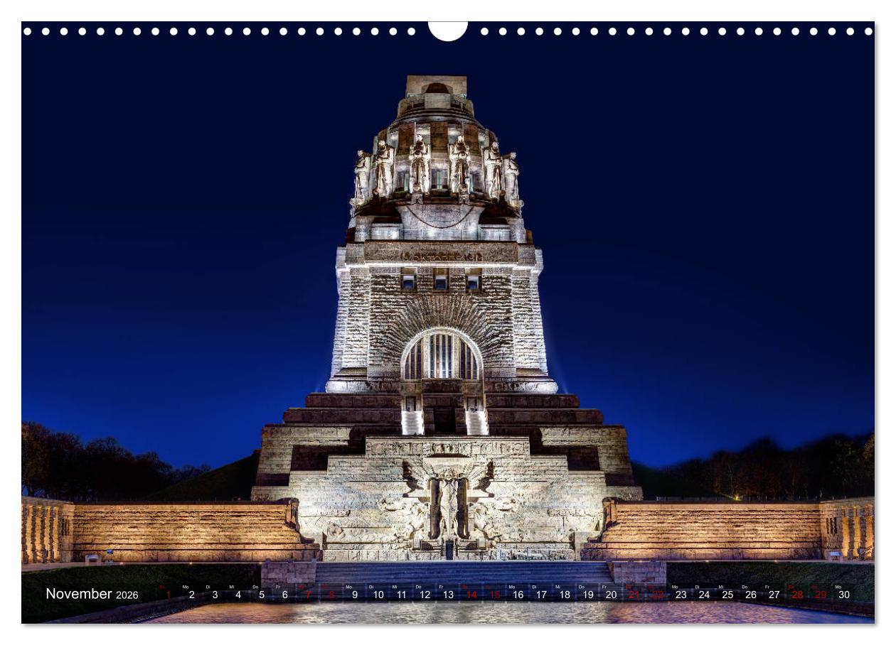 Beispielinhalt (Bild) Nachts in Leipzig (Wandkalender 2026 DIN A3 quer), CALVENDO Monatskalender
