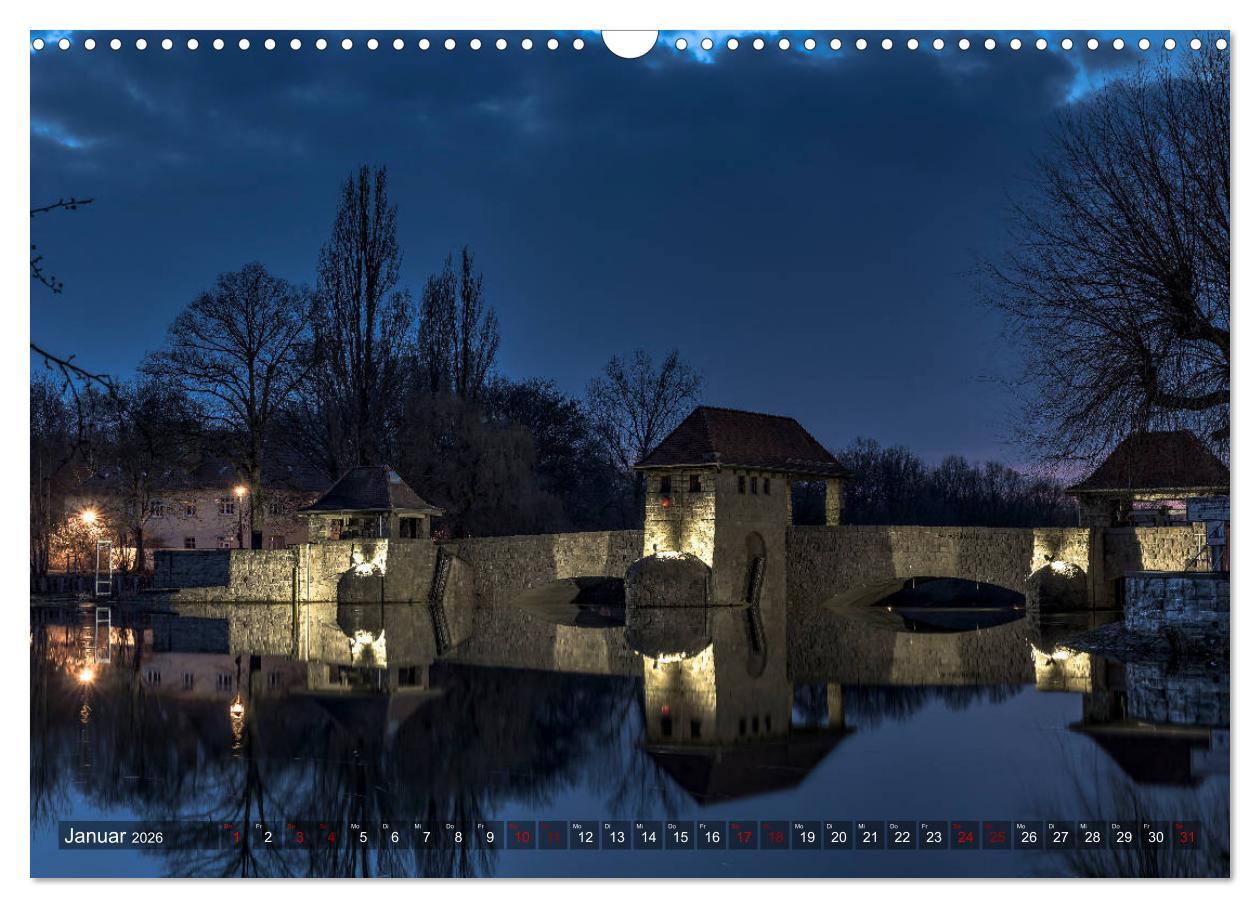 Beispielinhalt (Bild) Nachts in Leipzig (Wandkalender 2026 DIN A3 quer), CALVENDO Monatskalender