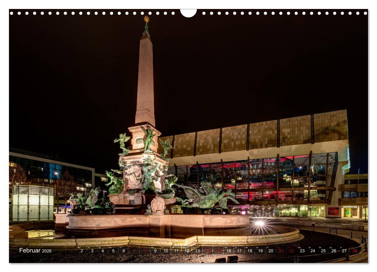 Beispielinhalt (Bild) Nachts in Leipzig (Wandkalender 2026 DIN A3 quer), CALVENDO Monatskalender