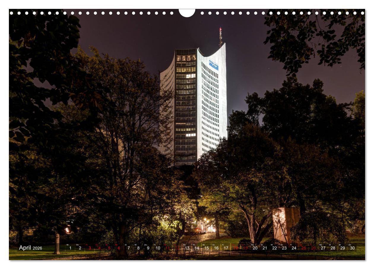Beispielinhalt (Bild) Nachts in Leipzig (Wandkalender 2026 DIN A3 quer), CALVENDO Monatskalender