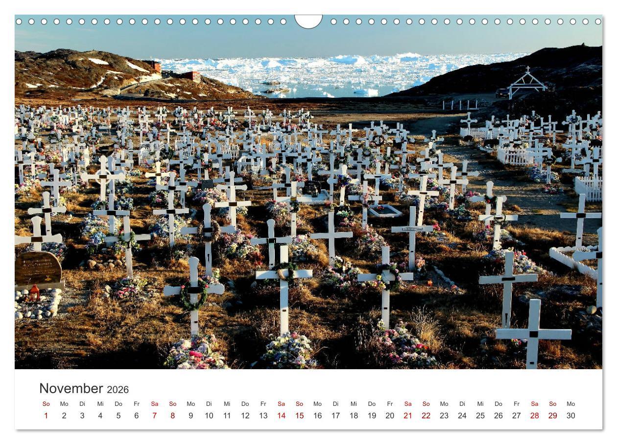 Beispielinhalt (Bild) Grönland Bizarre Eiswelt um Ilulissat (Wandkalender 2026 DIN A3 quer), CALVENDO Monatskalender