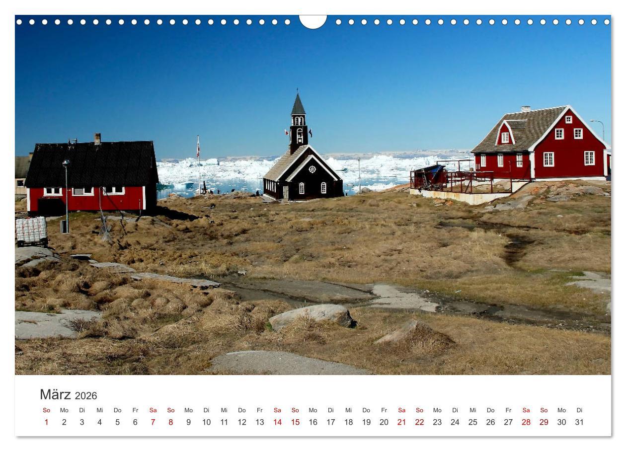 Beispielinhalt (Bild) Grönland Bizarre Eiswelt um Ilulissat (Wandkalender 2026 DIN A3 quer), CALVENDO Monatskalender