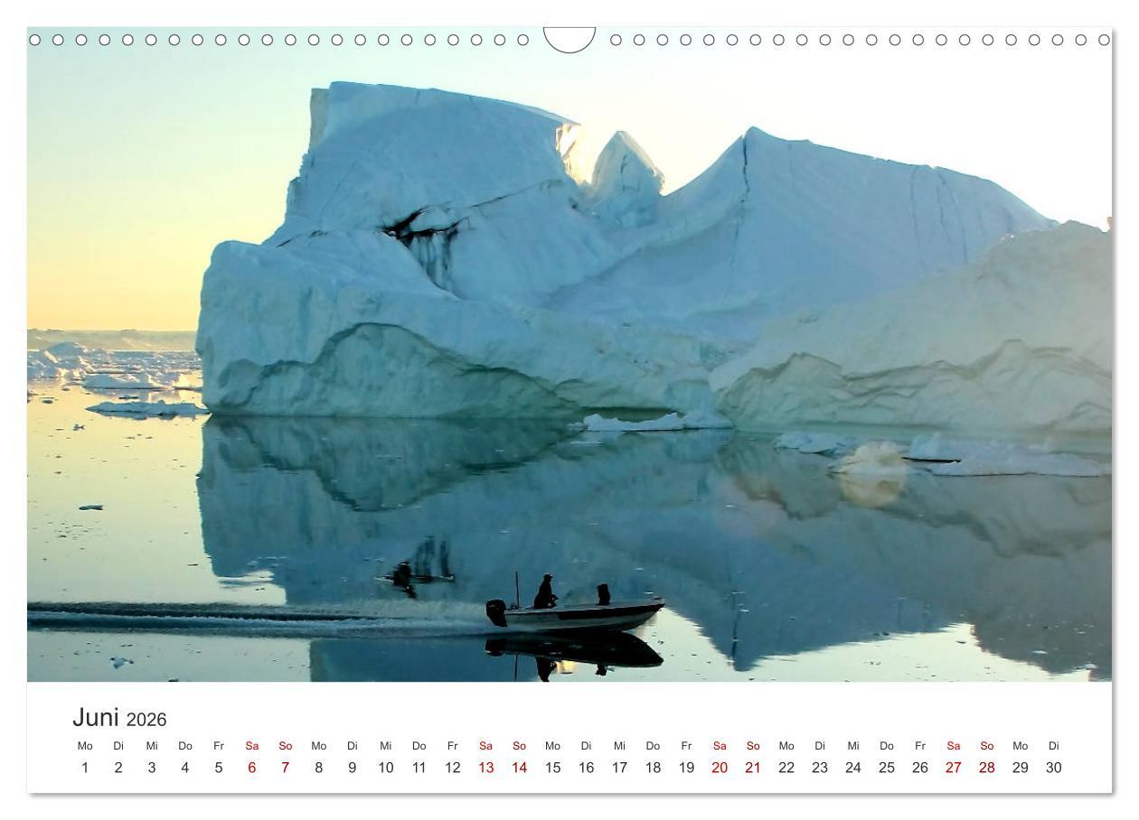 Beispielinhalt (Bild) Grönland Bizarre Eiswelt um Ilulissat (Wandkalender 2026 DIN A3 quer), CALVENDO Monatskalender