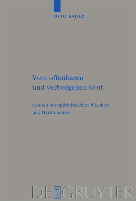 Vorderes Coverbild Vom offenbaren und verborgenen Gott