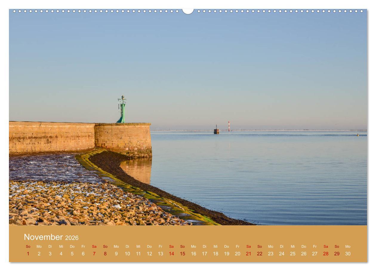 Beispielinhalt (Bild) Wilhelmshaven - Sonne, Küste und Meer (hochwertiger Premium Wandkalender 2026 DIN A2 quer), Kunstdruck in Hochglanz