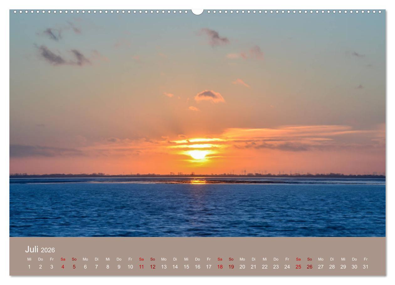 Beispielinhalt (Bild) Wilhelmshaven - Sonne, Küste und Meer (hochwertiger Premium Wandkalender 2026 DIN A2 quer), Kunstdruck in Hochglanz