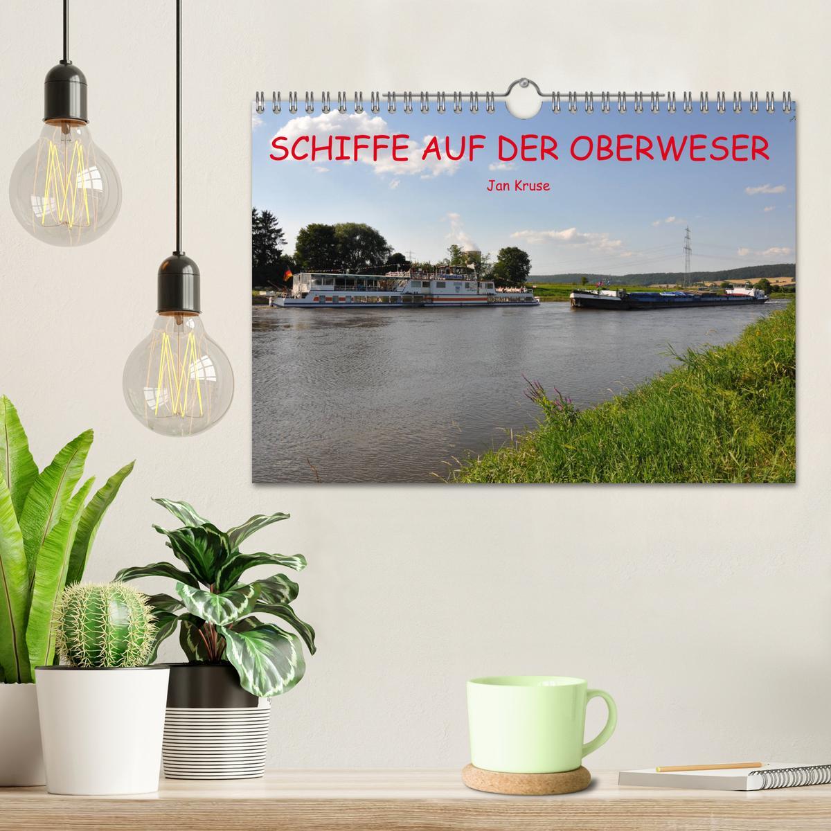 Beispielinhalt (Bild) Schiffe auf der Oberweser (Wandkalender 2026 DIN A4 quer), CALVENDO Monatskalender