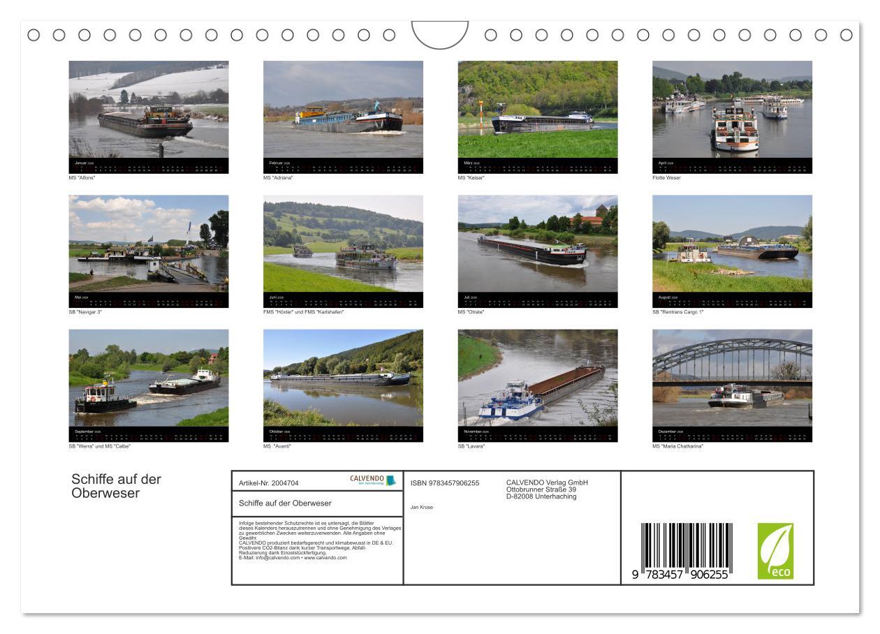 Beispielinhalt (Bild) Schiffe auf der Oberweser (Wandkalender 2026 DIN A4 quer), CALVENDO Monatskalender
