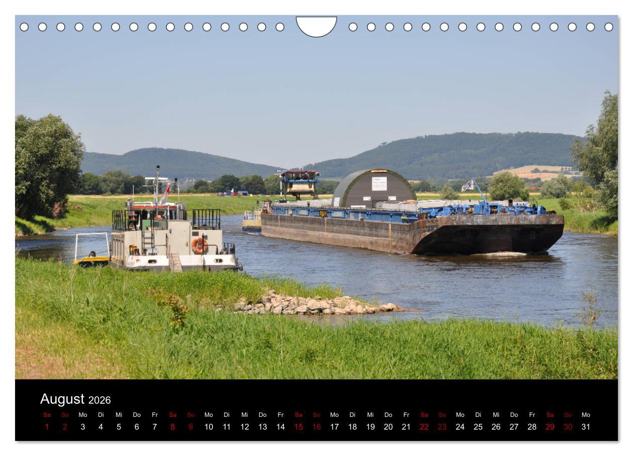 Beispielinhalt (Bild) Schiffe auf der Oberweser (Wandkalender 2026 DIN A4 quer), CALVENDO Monatskalender