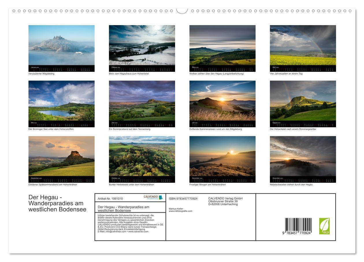 Beispielinhalt (Bild) Der Hegau - Wanderparadies am westlichen Bodensee (hochwertiger Premium Wandkalender 2026 DIN A2 quer), Kunstdruck in Hochglanz