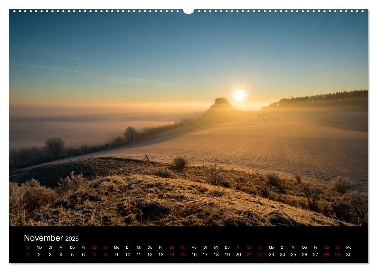 Beispielinhalt (Bild) Der Hegau - Wanderparadies am westlichen Bodensee (hochwertiger Premium Wandkalender 2026 DIN A2 quer), Kunstdruck in Hochglanz