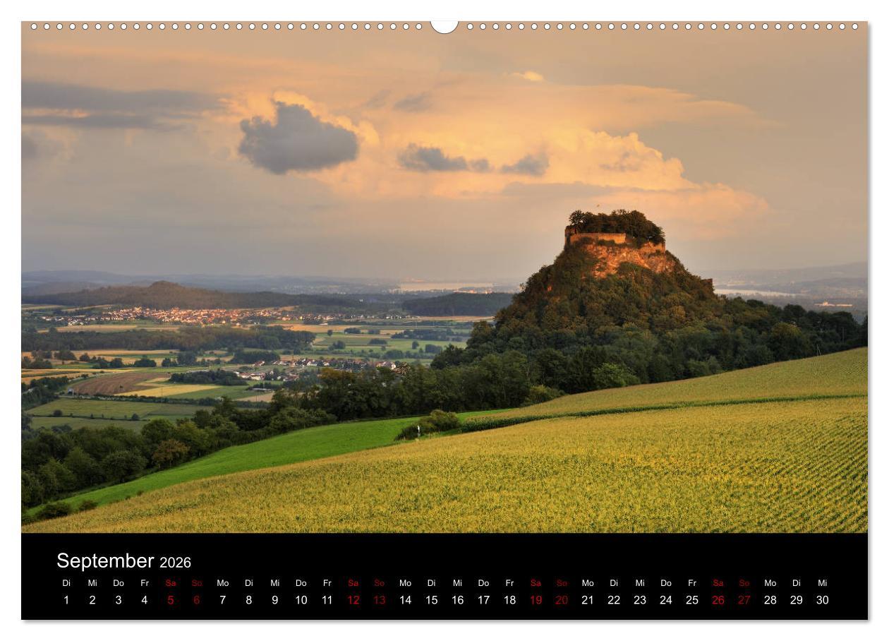 Beispielinhalt (Bild) Der Hegau - Wanderparadies am westlichen Bodensee (hochwertiger Premium Wandkalender 2026 DIN A2 quer), Kunstdruck in Hochglanz