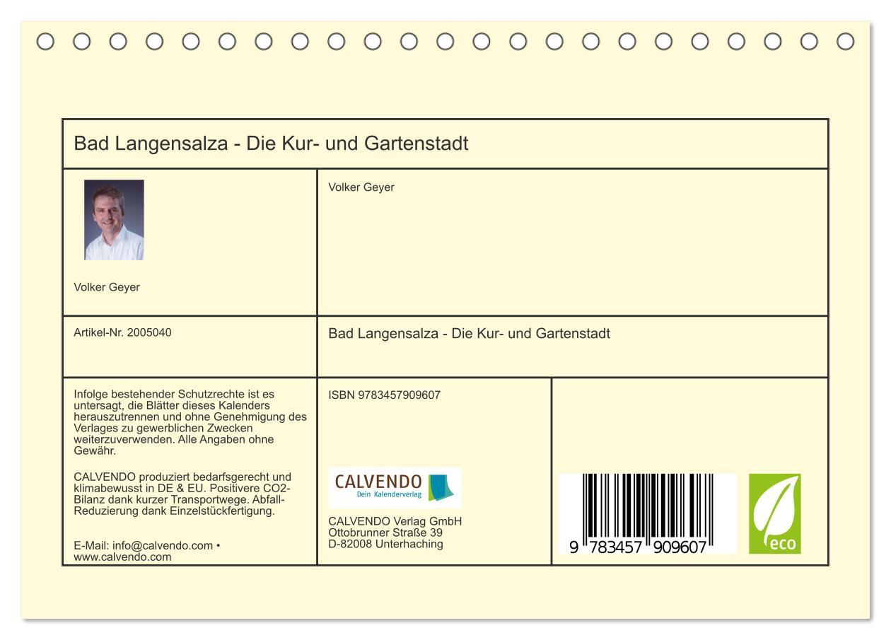 Beispielinhalt (Bild) Bad Langensalza - Die Kur- und Gartenstadt (Tischkalender 2026 DIN A5 quer), CALVENDO Monatskalender