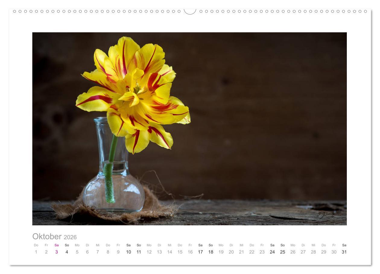 Beispielinhalt (Bild) Blumen zart und schön (hochwertiger Premium Wandkalender 2026 DIN A2 quer), Kunstdruck in Hochglanz