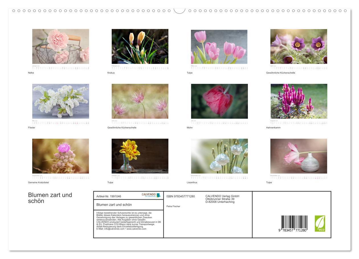 Beispielinhalt (Bild) Blumen zart und schön (hochwertiger Premium Wandkalender 2026 DIN A2 quer), Kunstdruck in Hochglanz
