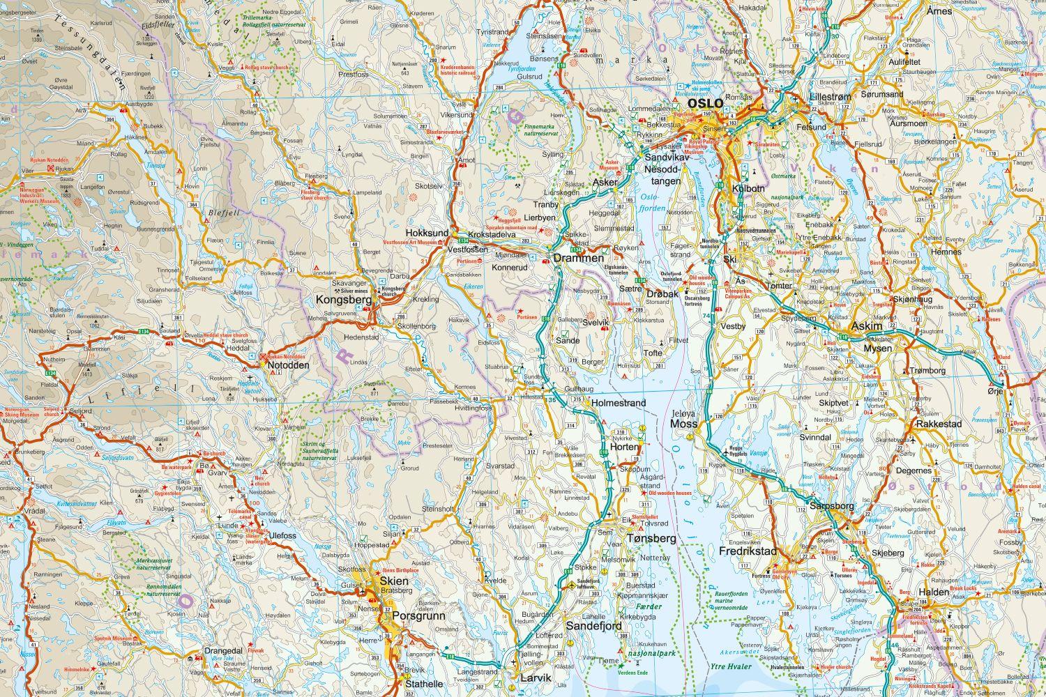 Beispielinhalt (Bild) Reise Know-How Landkarte Norwegen, Süd / Norway, South (1:500.000)