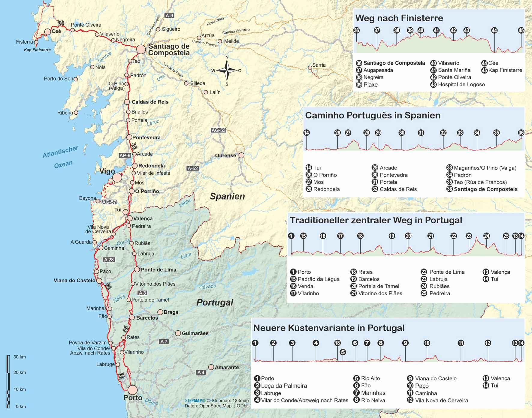 Beispielinhalt (Bild) Portugal Spanien: Jakobsweg Caminho Português von Porto nach Santiago und Finisterre