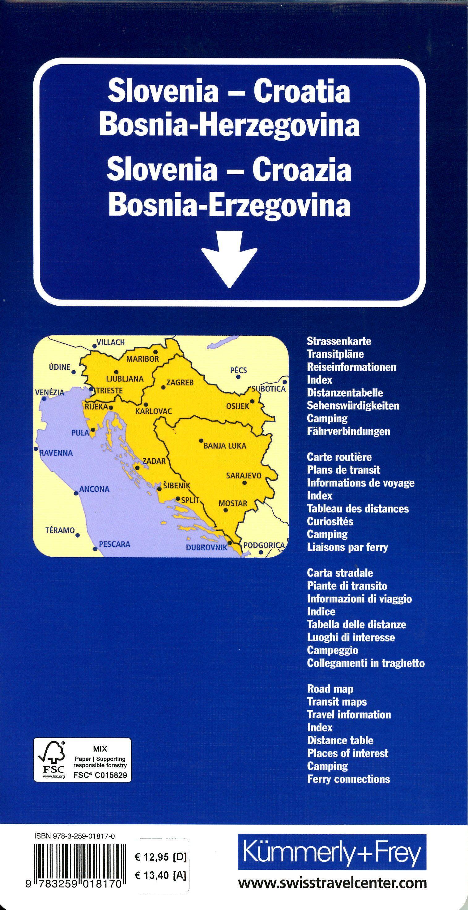 Beispielinhalt (Bild) Kümmerly+Frey Strassenkarte Slowenien, Kroatien, Bosnien-Herzegowina 1:500.000